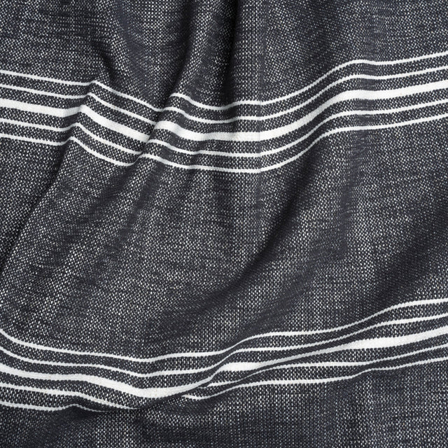 Crypton Charcoal Striped Stain Resistant Polyester and Linen Chenille Upholstery Woven
