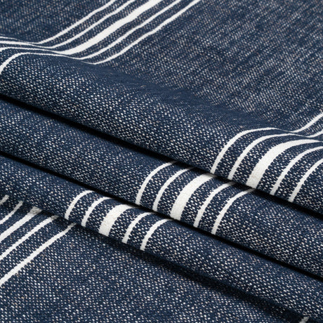 Crypton Indigo Striped Stain Resistant Polyester and Linen Chenille Upholstery Woven