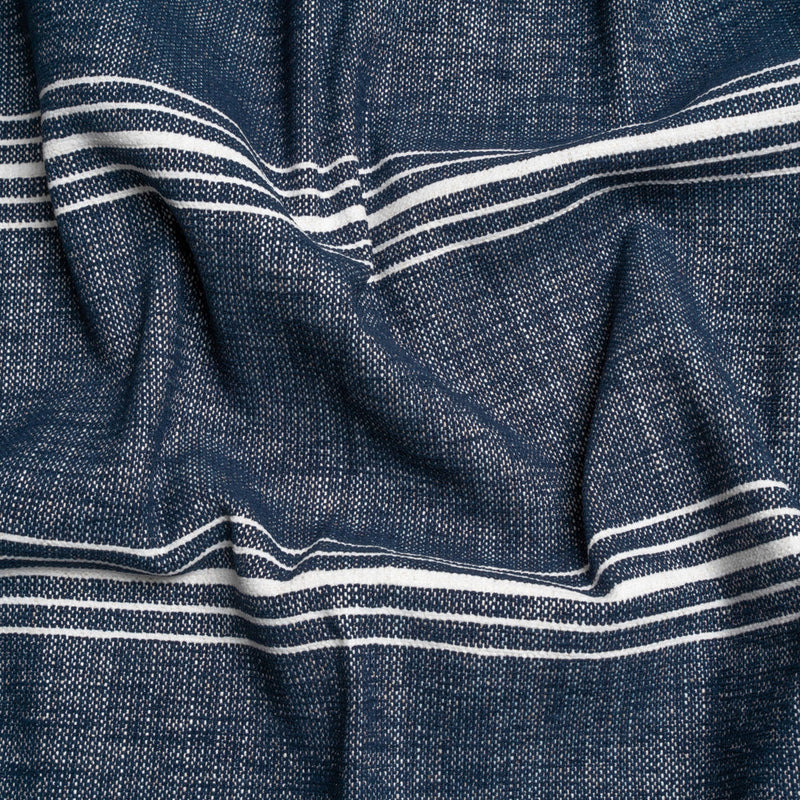 Crypton Indigo Striped Stain Resistant Polyester and Linen Chenille Upholstery Woven