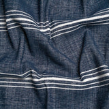 Crypton Indigo Striped Stain Resistant Polyester and Linen Chenille Upholstery Woven
