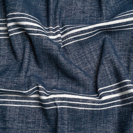 Crypton Indigo Striped Stain Resistant Polyester and Linen Chenille Upholstery Woven