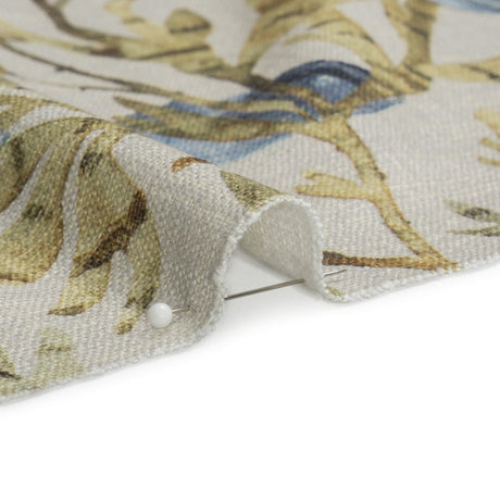 Flax, Pink and Blue Reef Exploration Slubbed Cotton Woven
