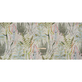 Green, Pastel Pink and Sky Blue Water Plants Slubbed Cotton Woven