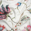Berry, White and Teal Floral Slubbed Cotton Woven