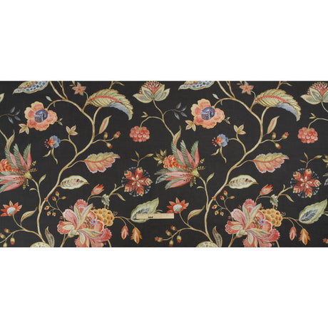 Shale, Red and Orange Floral Slubbed Cotton Woven