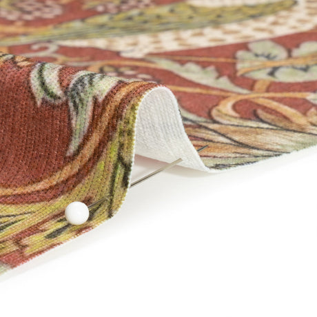Red Strawberry Thief Printed Micro Chenille