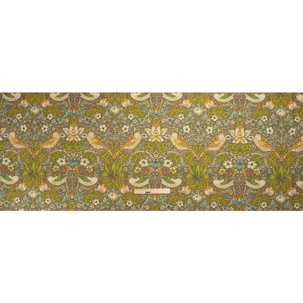 Green Strawberry Thief Printed Micro Chenille