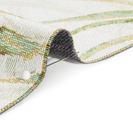 Ivory and Green Palm Fronds Polyester Jacquard