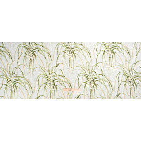 Ivory and Green Palm Fronds Polyester Jacquard