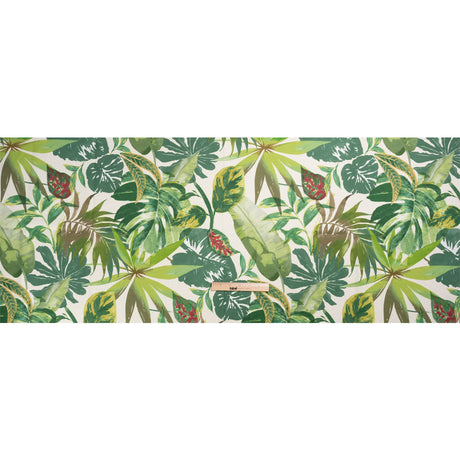 Green and Cream Tropical Leaves Printed Polyester Canvas