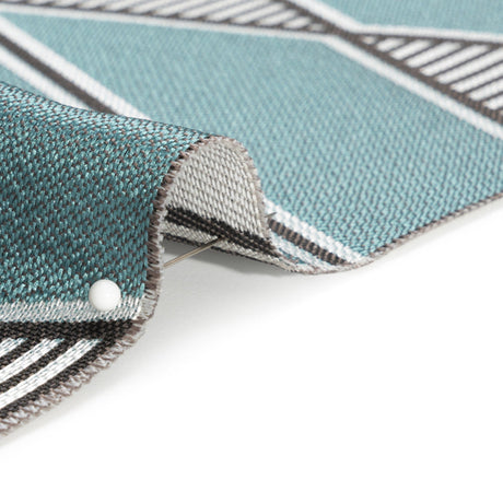 Teal, Charcoal and Gray Deco Diamonds Polyester Jacquard