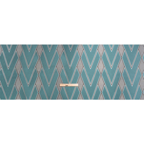 Teal, Charcoal and Gray Deco Diamonds Polyester Jacquard