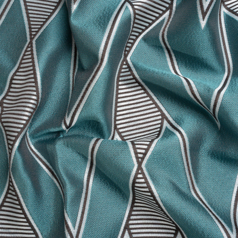 Teal, Charcoal and Gray Deco Diamonds Polyester Jacquard