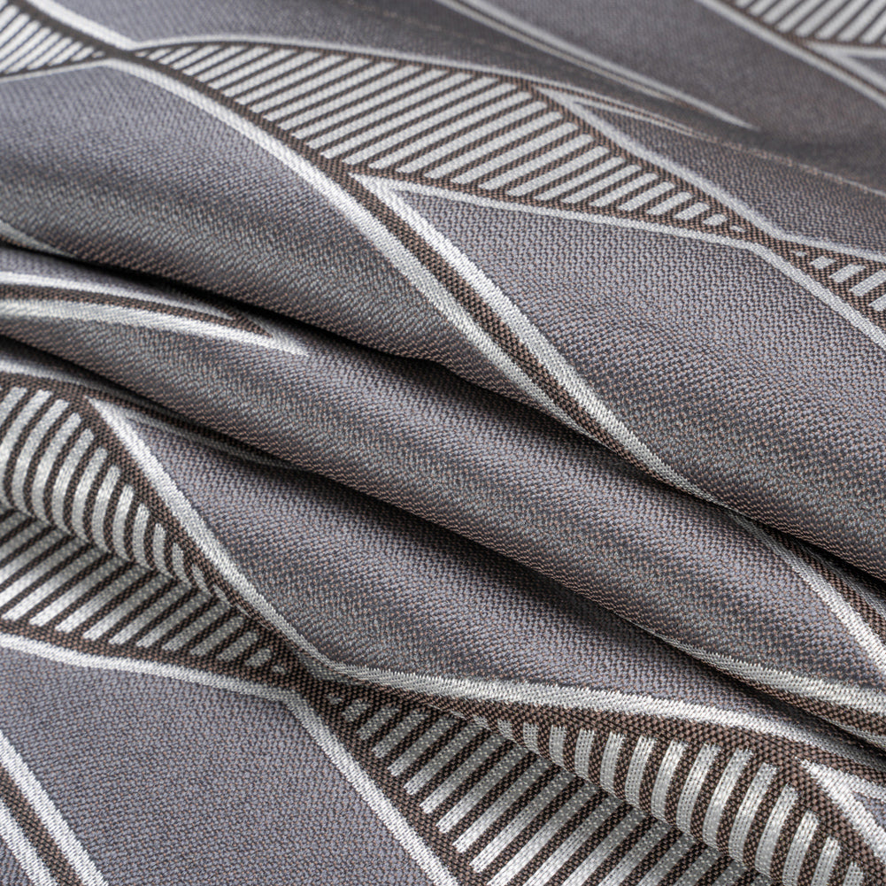 Silver, Charcoal and Gray Deco Diamonds Polyester Jacquard