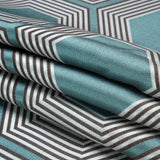 Teal, Charcoal and Gray Reverberating Hexagons Polyester Jacquard