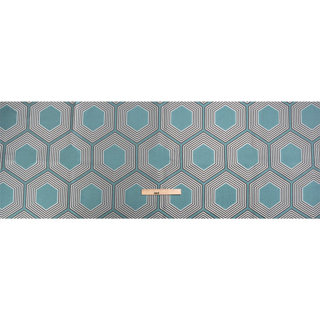 Teal, Charcoal and Gray Reverberating Hexagons Polyester Jacquard