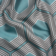 Teal, Charcoal and Gray Reverberating Hexagons Polyester Jacquard