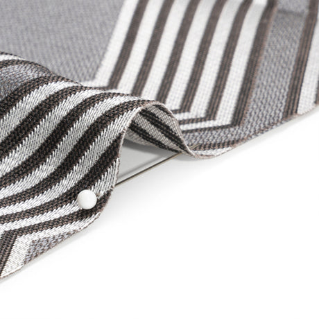 Silver, Charcoal and Gray Reverberating Hexagons Polyester Jacquard