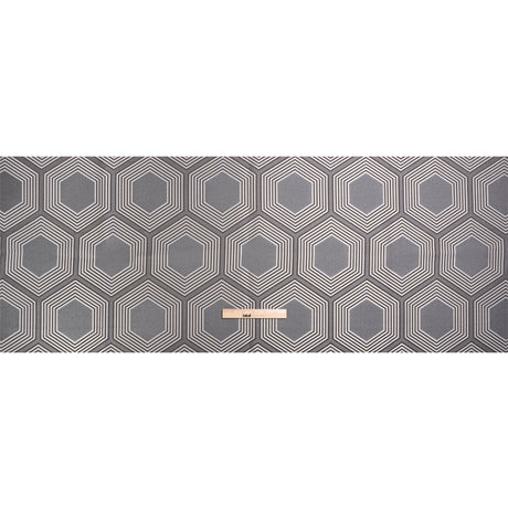 Silver, Charcoal and Gray Reverberating Hexagons Polyester Jacquard