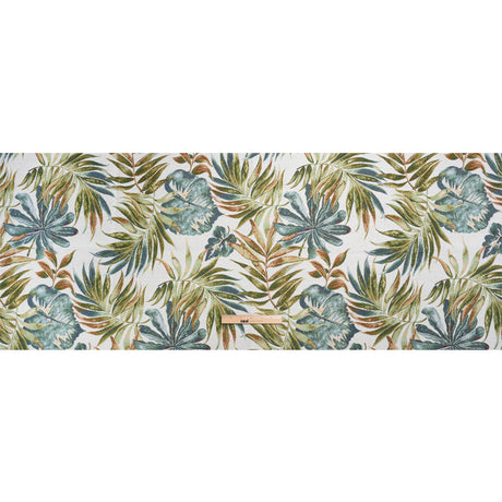 White and Green Tropical Leaves Polyester and Cotton Jacquard