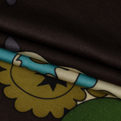 Blue, Brown and Green Floral Silk Jersey Panel