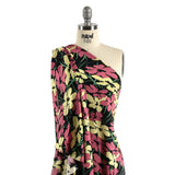 Black, Dark Rose and Yellow Floral Silk Jersey