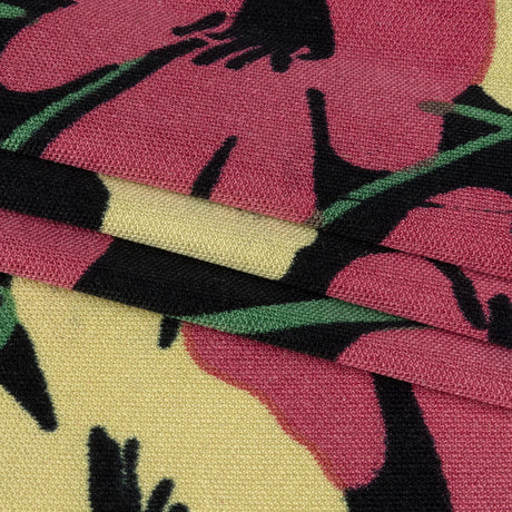 Black, Dark Rose and Yellow Floral Silk Jersey