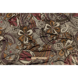 Purple, Fuchsia and Goldenrod Retro Floral SIlk Jersey with Gold Foil