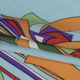 Aqua, Purple and Green Geometric Explosions Silk Jersey