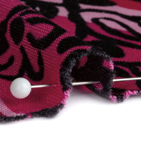Bubblegum, Fuchsia and Wine Diamonds and Floral Outlines Silk Jersey