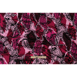 Bubblegum, Fuchsia and Wine Diamonds and Floral Outlines Silk Jersey