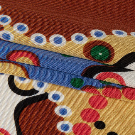 Blue, Tan and Brown Amoeba Medley Abstract Silk Jersey