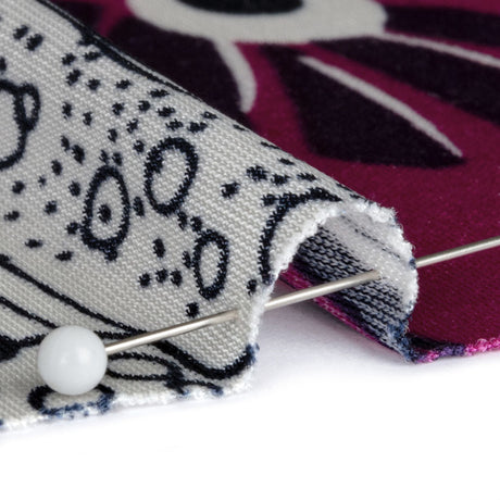 Magenta, Kiwi and Navy Flowers and Animal Sketches Silk Jersey