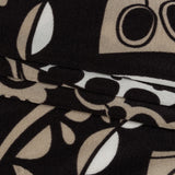 Chocolate, Tan and Whisper White Retro Flowers and Circles Silk Jersey