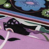 Lilac, Teal and Rust Floral Border Stripe Silk Jersey