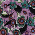Lilac, Teal and Rust Floral Border Stripe Silk Jersey