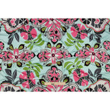 Aqua, Pink and Green Floral Flow Border Print Silk Jersey