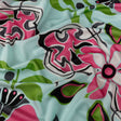 Aqua, Pink and Green Floral Flow Border Print Silk Jersey