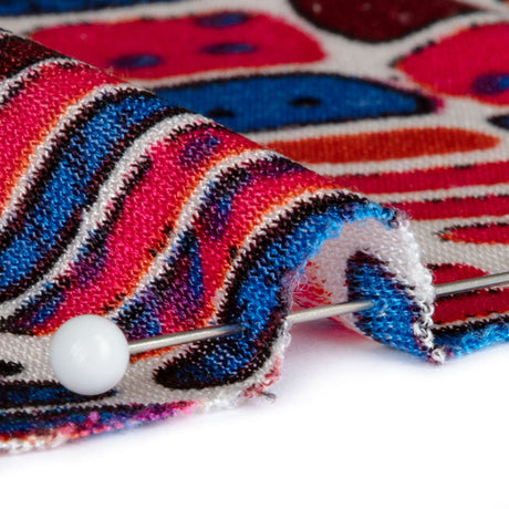 Pink, Orange and Blue Shapely Waves Silk Jersey