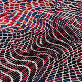 Pink, Orange and Blue Shapely Waves Silk Jersey
