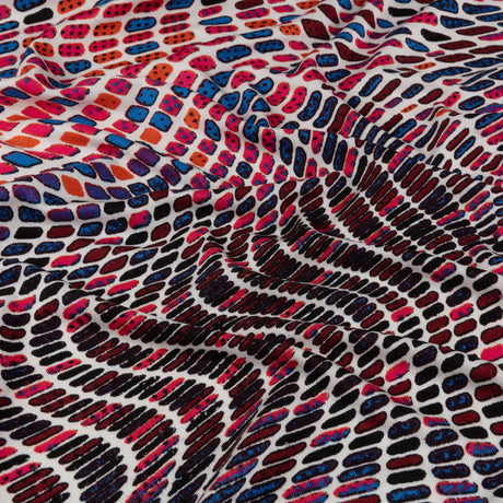 Pink, Orange and Blue Shapely Waves Silk Jersey