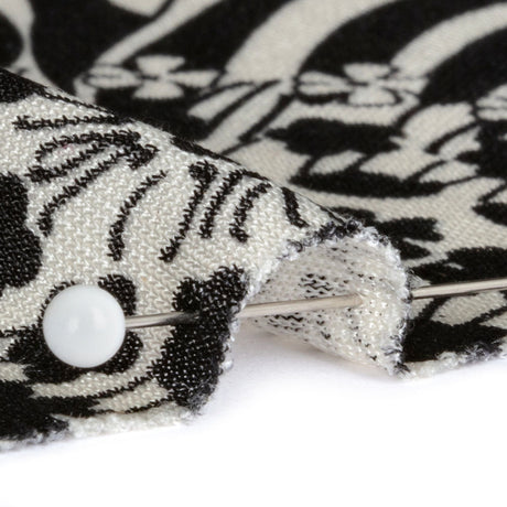 Black and White Floral Delight Silk Jersey