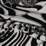 Black and White Floral Delight Silk Jersey
