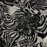 Black and White Floral Delight Silk Jersey