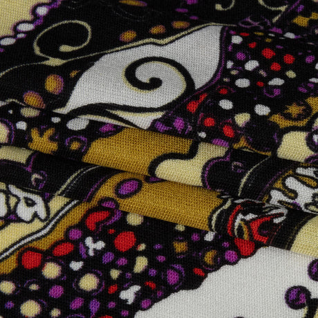 Gold, Purple and Black Fancy Diagonal Stripes Silk Jersey