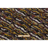 Gold, Purple and Black Fancy Diagonal Stripes Silk Jersey