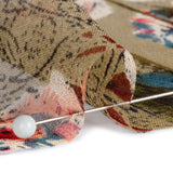 Olive, Blue and Pink Flowers and Frames Silk Chiffon