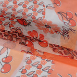 Peach, Orange and White Juicy Fruits Silk Chiffon