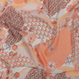 Peach, Orange and White Juicy Fruits Silk Chiffon
