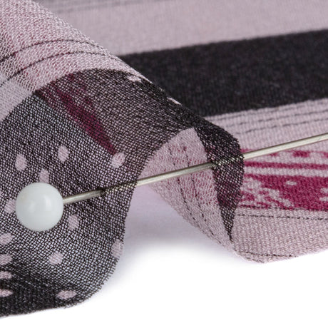 Plum, Black and Lavender Clouds and Stripes Silk Chiffon